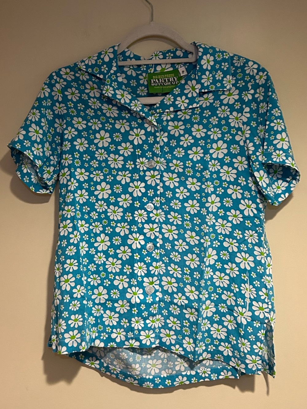 Big Bud Press Turquoise Daisy Print Shirt Sz P